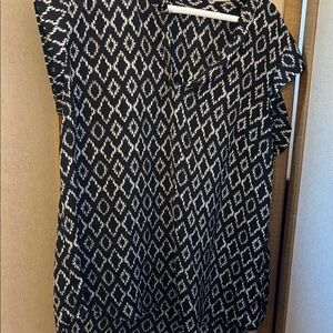 Hilary Radley Black Patterned Blouse large
